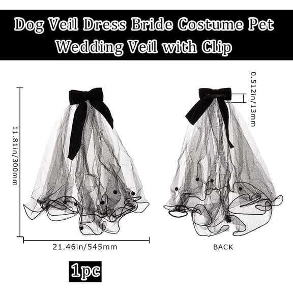 1 set Dog Wedding Veil Costume Black Polyester Plastic Imitation Pearl Pet Dogs Hair Bow Headwear Dress Bride Veils