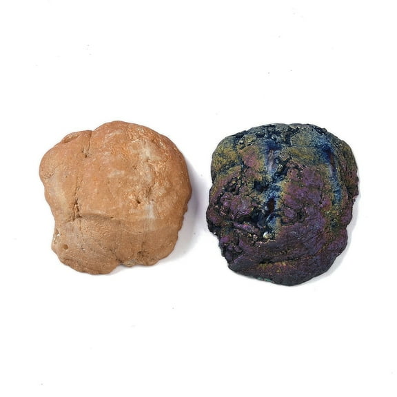 1 set Electroplate Natural Agate Geode Cornucopia Mineral Specimen Raw Cluster Healing Home Decor Gift with Paper box 39.5~48X35~48X13~19mm