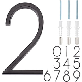 1 set Floating House Number 2 Address Numbers for House Alloy Metal Large Modern with Nail Kit Wall Mount for Home Mailbox Street Front Door Outside Outdoor yard 5 Inch(Black) Alloy