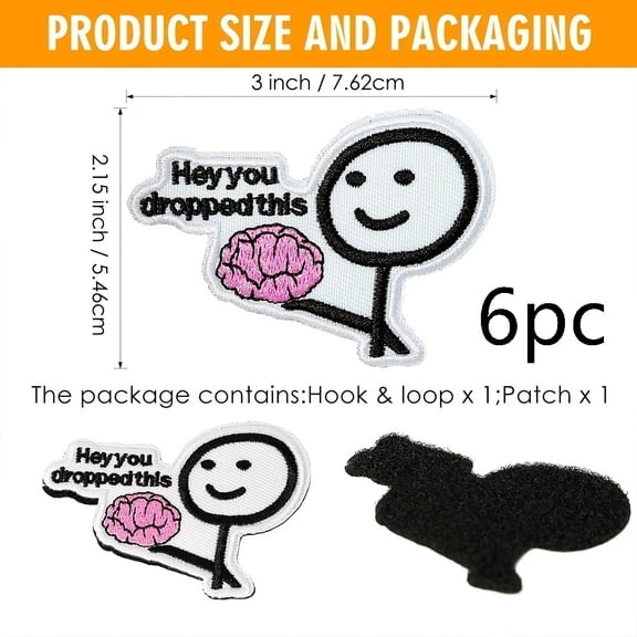 1 set of Funny Velcro Badges - "Hey, you dropped this" embroidered patches, humorous morale badges for tactical backpacks, hats, lunch bags, vests, jackets