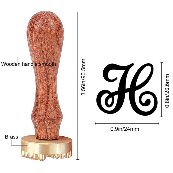 1 set H Ice Stamp Letter Ice Cube Stamp Ice Branding Stamp with Removable Brass Head & Wood Handle Vintage Ice Stamp for Ice Cubes Cocktail Whiskey Mojito Drinks Bar Making DIY Crafting