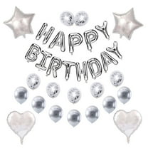 1 set Happy Birthday Balloons Banner Confetti Balloons for Birthday Party Decorations Supplies-silvery