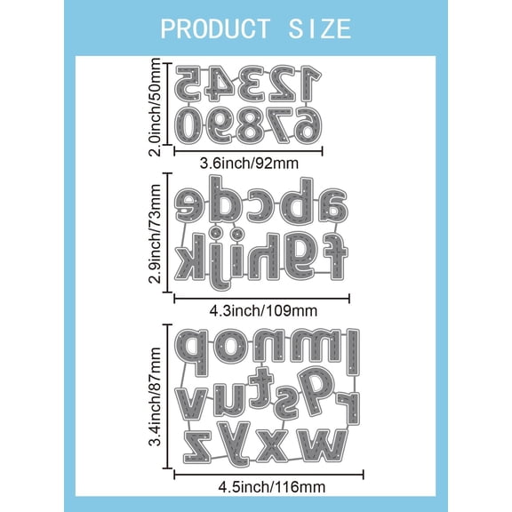 1 set Letter A~Z and Number 0~9 Carbon Steel Cutting Dies Stencils for DIY Scrapbooking Photo Album Decorative Embossing Paper Card Mixed Shapes 92~116x50~87x0.8mm 3pcs/set