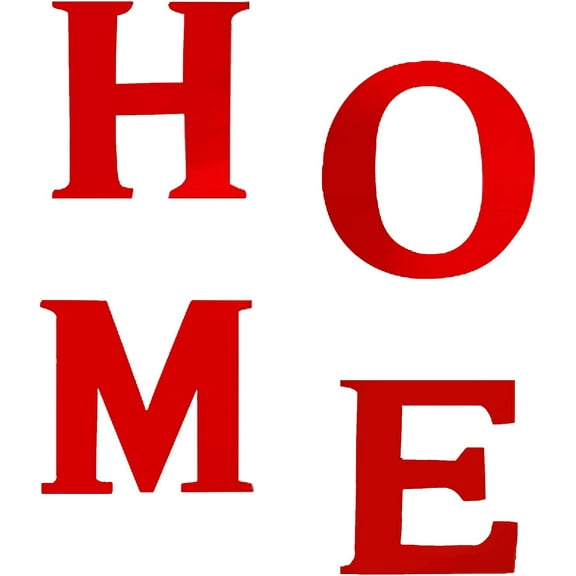 1 set Mirror Wall Stickers Self Adhesive Acrylic Mirror Sheets for Home Living Room Bedroom Decor Word HOME Red 28x29x~30x0.1cm 4pcs/set