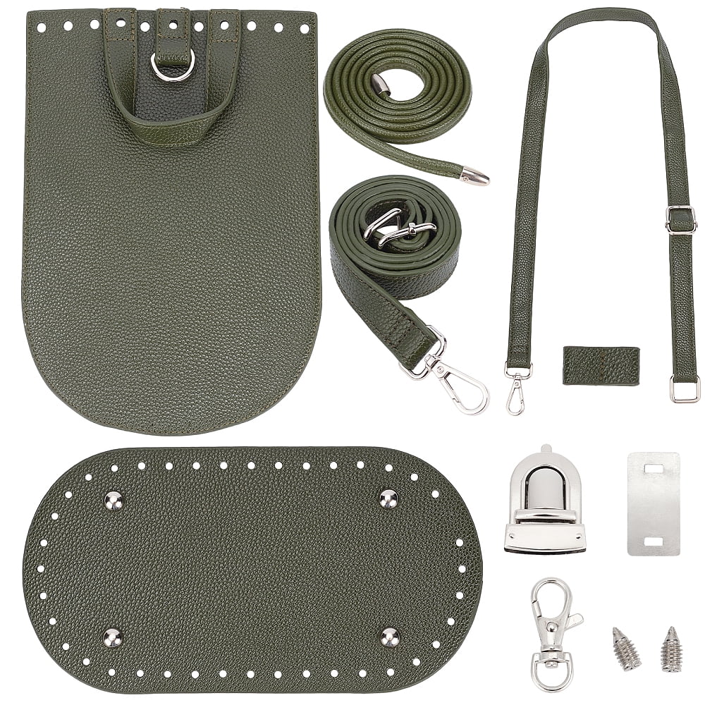1 set PU Leather Shoulder bag Making Kits Handmade Crossbody bag Purse Wallet Knitting Crochet bag Dark Green 25.7x17.8x0.6cm Imitation Leather
