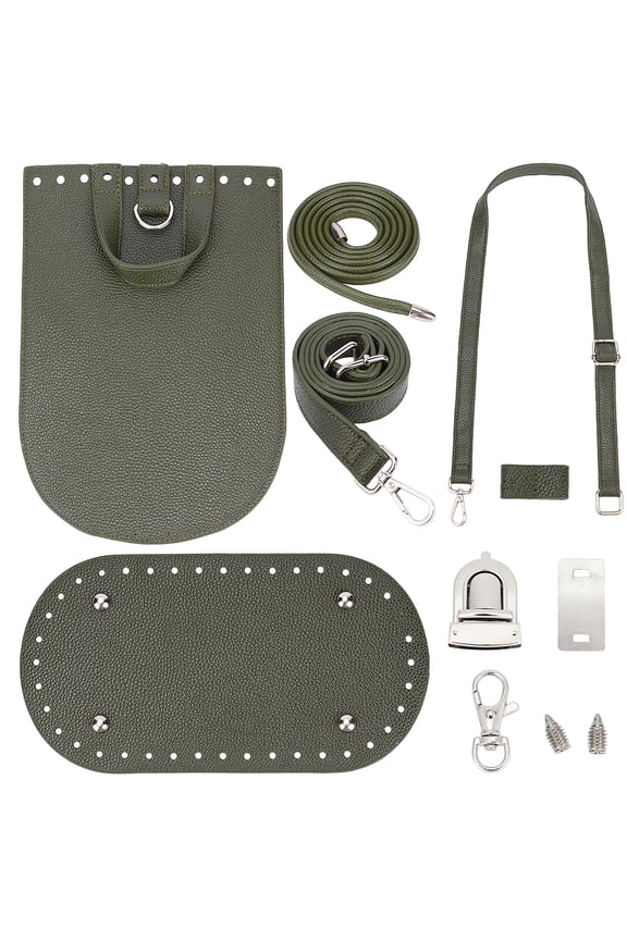 1 set PU Leather Shoulder bag Making Kits Handmade Crossbody bag Purse Wallet Knitting Crochet bag Dark Green 25.7x17.8x0.6cm Imitation Leather