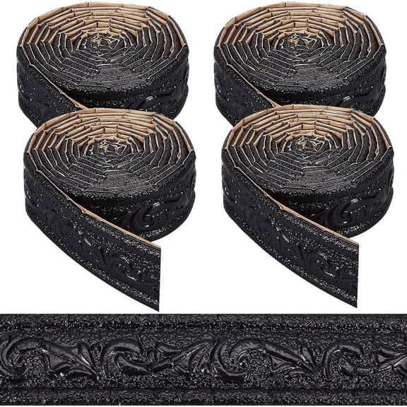 1 set PVC Foam 3D Self-Adhesive Waterproof Wallpaper Border Lines Skirting Stickers Wall Trim for Living Room Home Office Hotel DIY Decoration Black 4.5cm 2.3m/roll 1 roll/pc 4pcs/set PVC