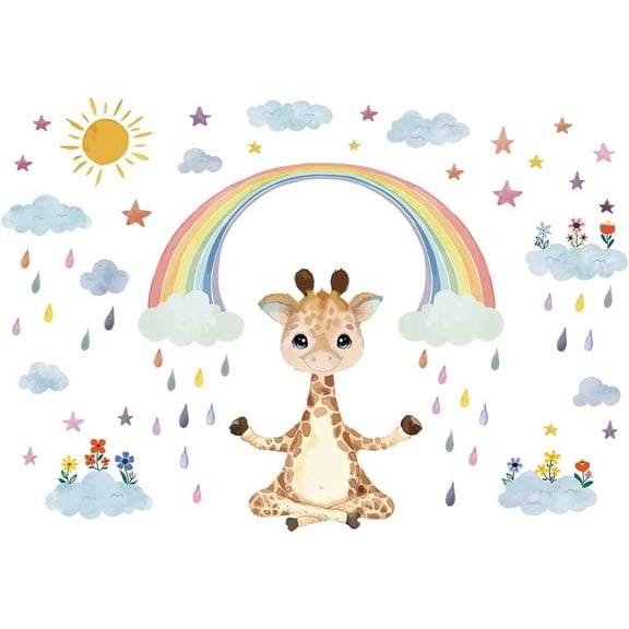 1 set PVC Wall Stickers Wall Decoration Giraffe Pattern 390x800mm 2pcs/set