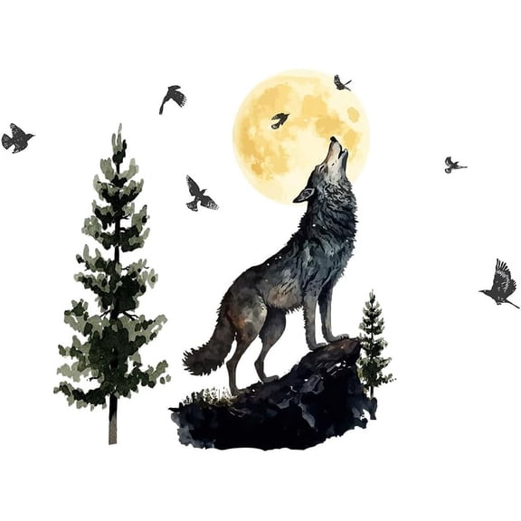 1 set PVC Wall Stickers Wall Decoration Wolf Pattern 390x980mm 2pcs/set