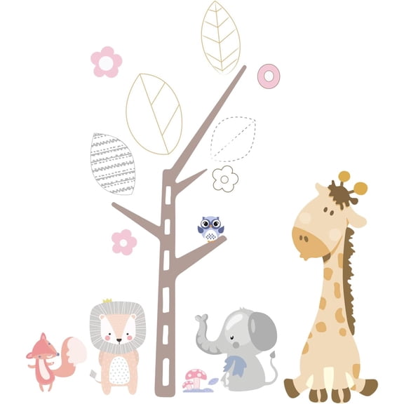 1 set PVC Wall Stickers for Home Living Room Bedroom Decoration Rectangle with Animal Pattern Mixed color 900x290mm Plastic
