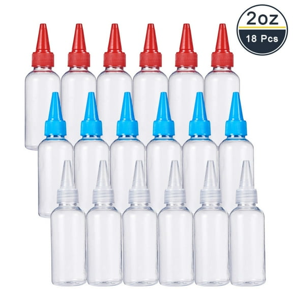 1 set Plastic Glue Bottles Mixed color 12.4x3.5cm capacity: 60ml 6pcs/color 18pcs/set