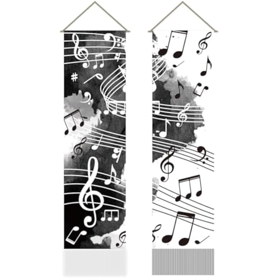 1 set Polyester Wall Hanging Tapestry for Bedroom Living Room Decoration Rectangle Musical Note 1160x330mm 2pcs/set