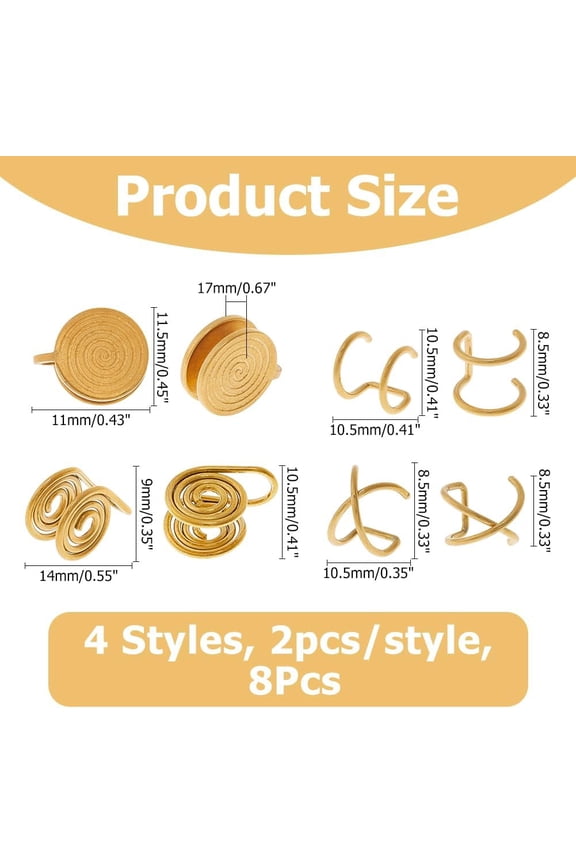 1 set Pressure Earrings for Keloids Stainless Steel Non-Pierced Earrings Cuff Earrings for Women Men Ladies Spiral Compression Earrings Adjustable Clip Earrings