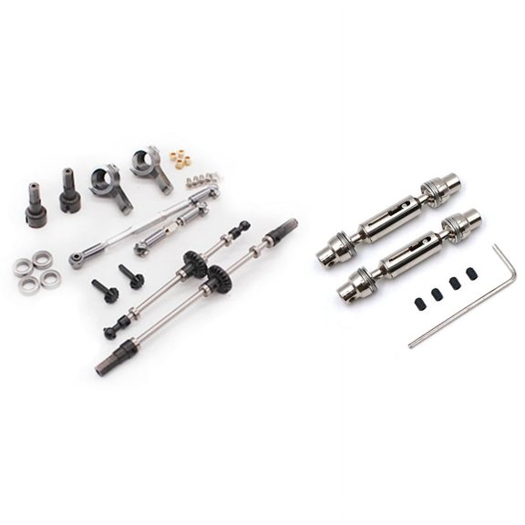 1 set RC Car Spare Parts Metal Front Rear Drive Shaft & 1 set metal Front Rear Axle Steering Pull Rod Pull Rod