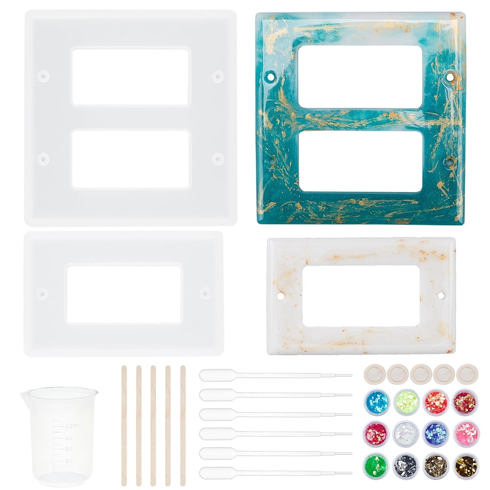 1 set Rectangle Socket Panel Silicone Mould Resin Casting Molds For UV ...