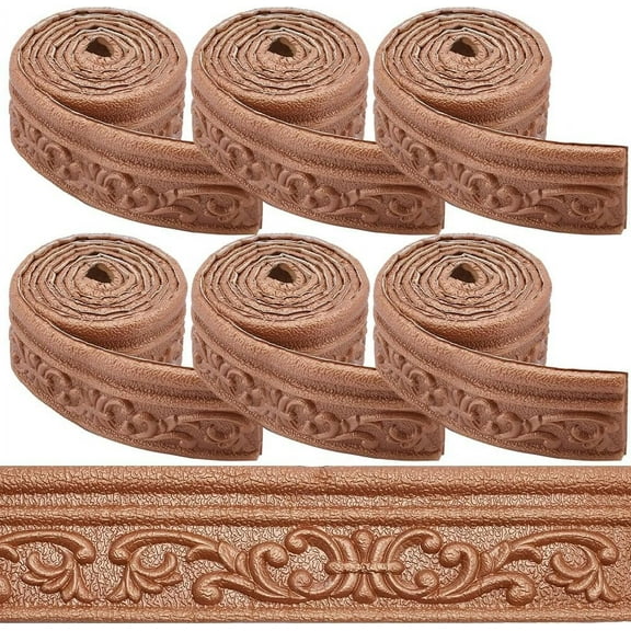 1 set Self-Adhesive XPE Grain Contact Paper Wall Stickers for Shelf Liner Dresser Drawer Locker Coconut Brown 80x6mm 2.1m/pc 6pcs/set