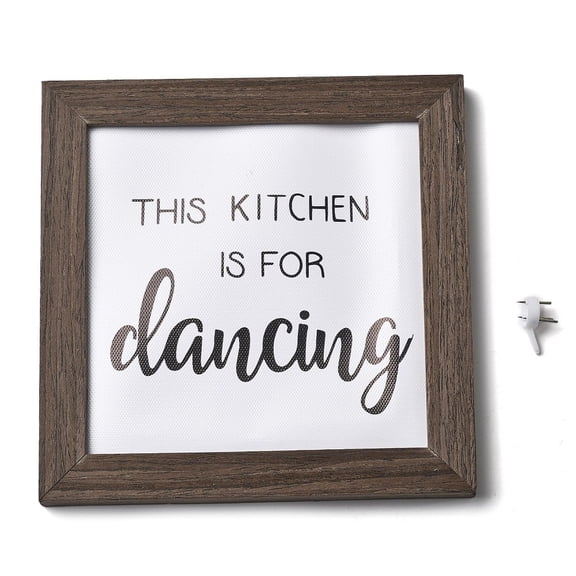 1 set Square Chemical Fiber Oil Canvas Wall Art with Walnut Wood Photo Frames Canvas Wall Art: 150x150mm for Tabletop Display Photo Word Square