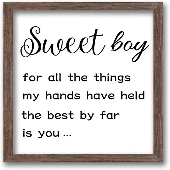 1 set Square Chemical Fiber Oil Canvas Wall Art with Walnut Wood Photo Frames for Tabletop Display Photo Word Square Canvas Wall Wood