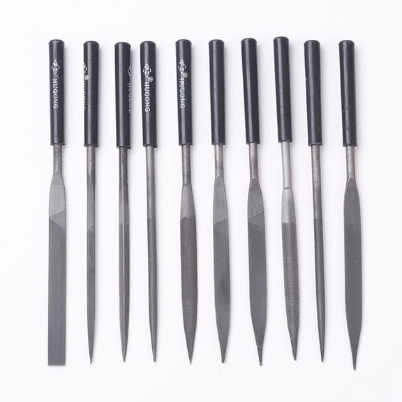 1 set Steel Diamond Files Graining Burnishing Tools Raw(Unplated) 180~184x5~9mm 10pcs/set