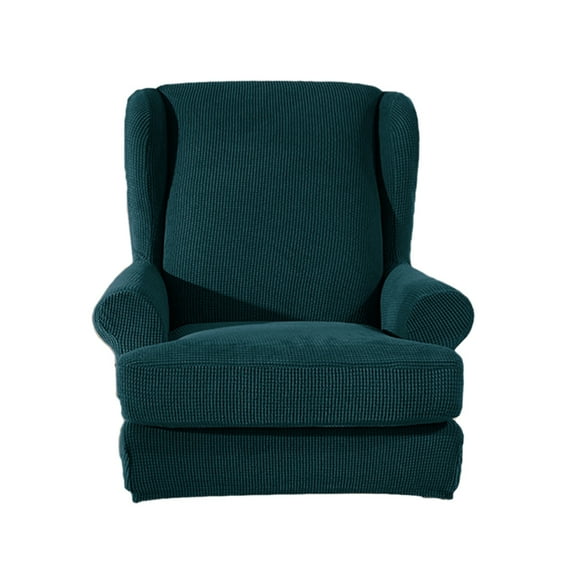 1 set Stretch Spandex two Piece Wingback cover Dark Green