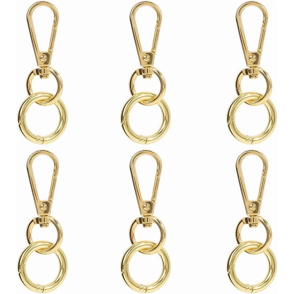 1 set Teardrop Alloy Swivel Clasps Lanyard Push Gate Snap Clasps with Spring Gate Rings Golden 5x1.8x0.6cm Hole: 13mm 6pcs Alloy