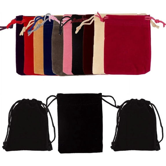 1 set Velvet Pouches Gift Bags Rectangle Mixed color 9x7cm 4pcs/color 40pcs/set Velvet