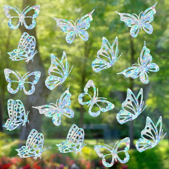 1 set Waterproof PVC Colored Laser Stained Window Film Static Stickers Rainbow Prism Electrostatic Window Decals Butterfly 330x830mm Plastic