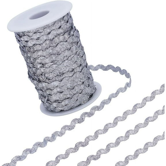 1 set Wave Bending Fringe Trim Sewing Ribbon for Cloth Dress DIY Making Decorate Dark Gray 1/4 inch(5mm) 100m