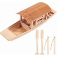 thumbnail image 1 of 1 set Wood Boat & Paddle Model Home Display Decorations Antique White 288x81x87mm Wood, 1 of 6