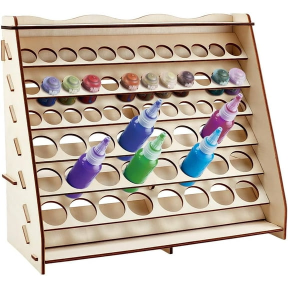 1 set Wood Paint Organizer Stands Pigment Wall Mounted Storage Rack PapayaWhip 165x400x340mm