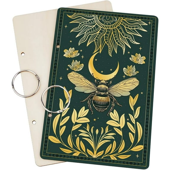 1 set Wooden 2-Ring Loose Leaf Binder Postcard Phote Album Cover Bees 240x160x2.5mm Hole: 5mm 2pcs/set Wood