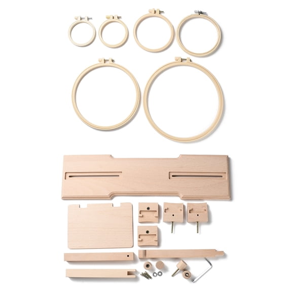 1 set Wooden Cross-stitch Holder with Iron Screws and Findings Plastic Imitation Bamboo Cross Stitch Embroidery Hoops BurlyWood 98x86x9mm Inner Diameter: 71.5mm