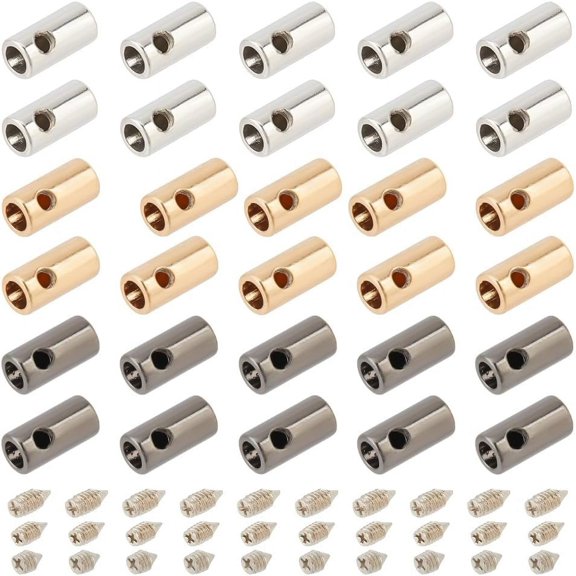 1 set Zinc Alloy Cord Ends with Screw Column Mixed color 12x6mm Hole: 2mm Inner Diameter: 3.5mm Alloy