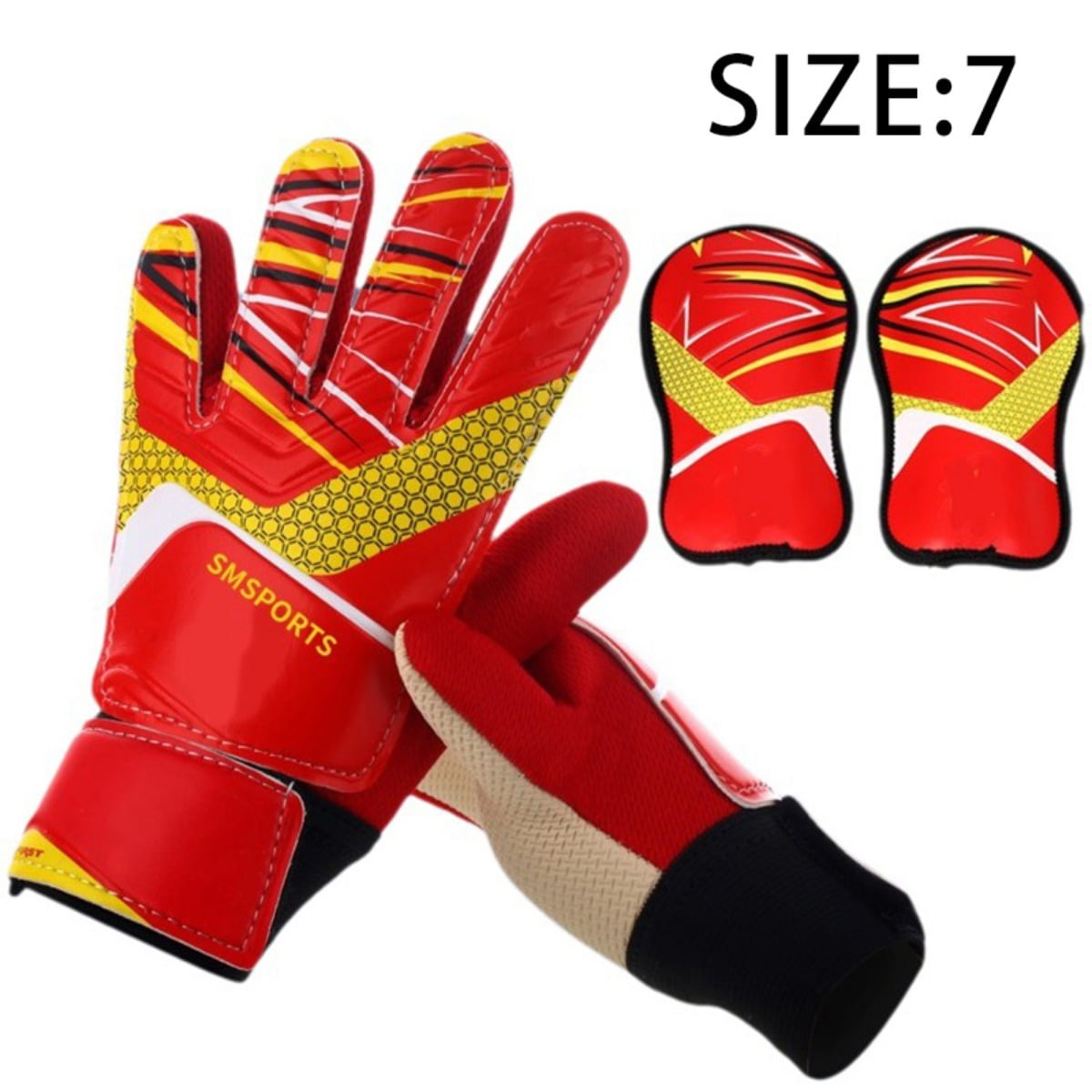 1 set of football goalkeeper gloves knee pads, made of anti slip and wear-resistant latex material, providing effective protection. Essential protective gear for youth football training