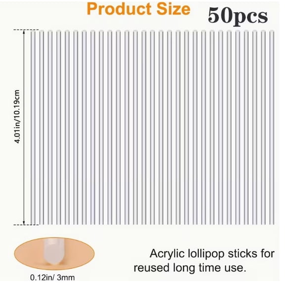1 set of multifunctional and durable acrylic lollipop sticks - suitable for cake baking, candy snacks, garden plant fixing, essential for weddings, Halloween, Christmas, and birthday parties