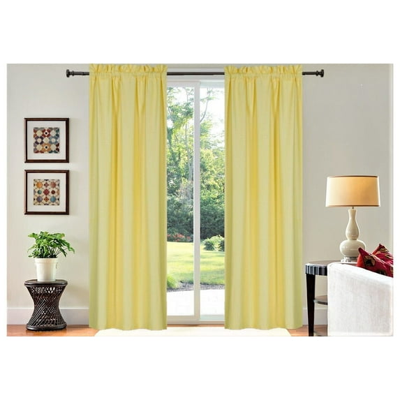 1 set of 2 panels 108 inches long energy efficient lined blackout window treatment curtain drape with rod pocket R64 yellow