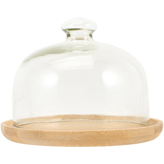 HOOWIFFY Transparent Glass Cake Tray with Dome Cover for Food Storage and Display, 1 Set