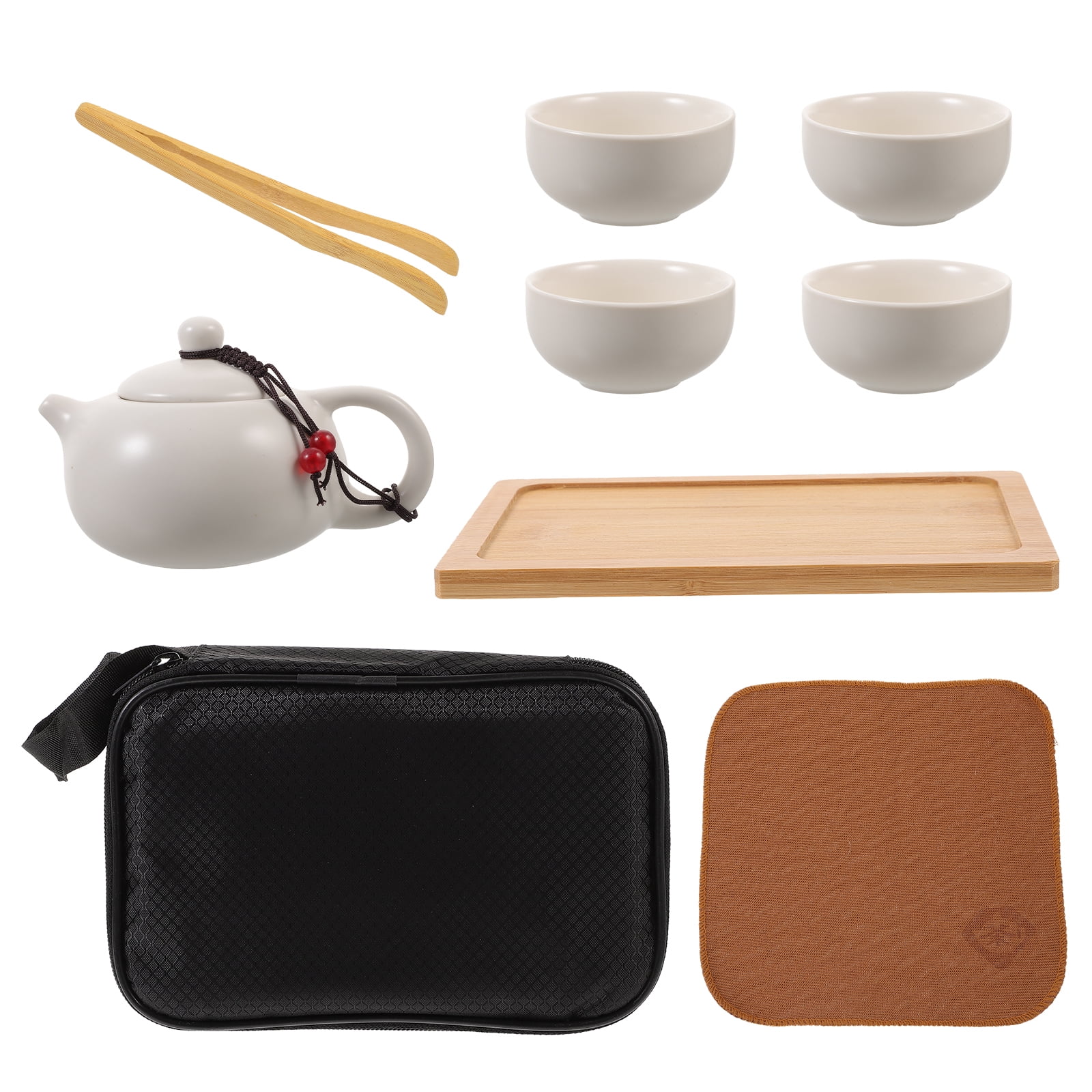 1 set of Ceramic Travel Teapot Set Kung Fu Tea Set Kit Portable Ceramic