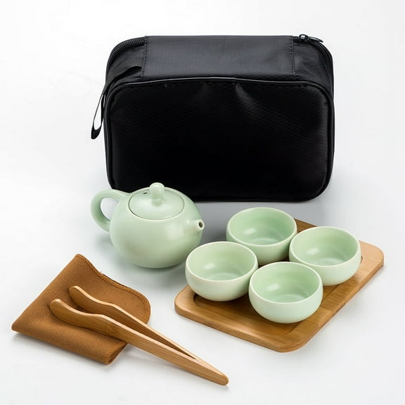 1 set of Ceramic Travel Teapot Set Kung Fu Tea Set Kit Portable Ceramic Tea Pot Cup Set