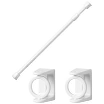 1 Set Adjustable Curtain Tension Rod with Self Adhesive Hooks for Wardrobe, Window, Shower, Easy Install and