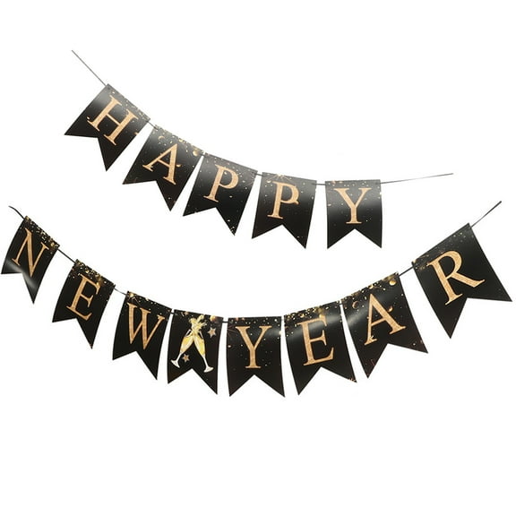 1 set of Party Hanging Banner Happy New Year Hanging Flag Decor Paper Banner for New Year Party