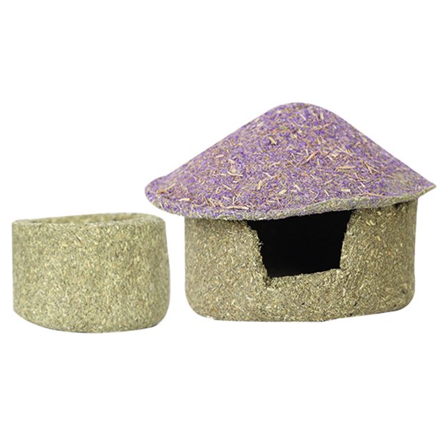 1 set of Small Pet Hideaway Hut Rabbit Molar Toy Guinea Pig Hideout House Basin