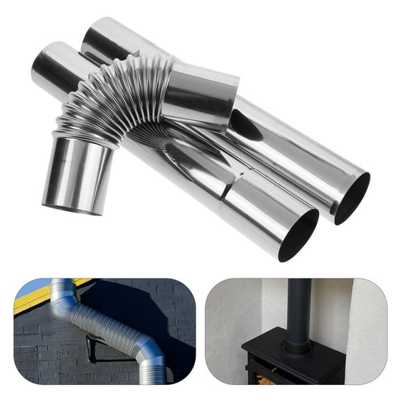 1 set of Stove Exhaust Pipe Chimney Exhaust Pipe Stainless Steel Ventilation Duct Pipe