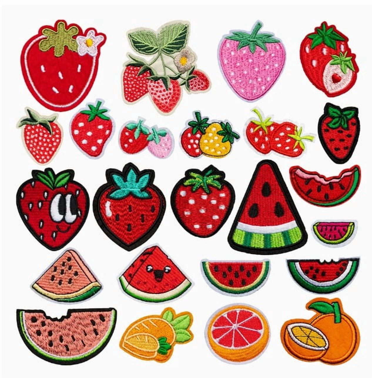 1 set of Strawberry Watermelon Cartoon Ironing Fruit Series Cloth Stickers Embroidered Badges Clothing Bags Shoes and Hats Accessories Patch Stickers