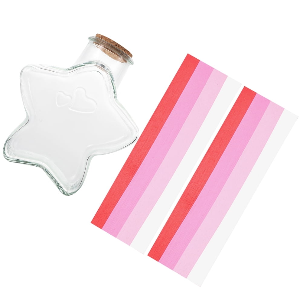 Masteelf Glass Wishing Bottle for DIY Decor and Art Crafts with Origami Papers 1 Set