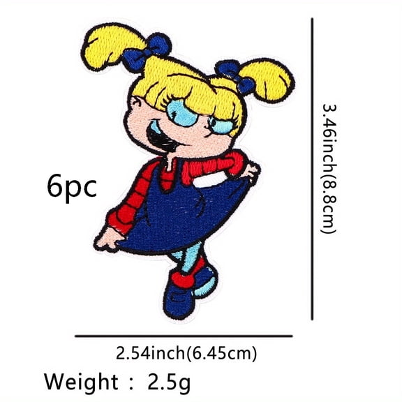 1 set of blue embroidered iron-on patches cartoon character applique jacket backpack sewing badge DIY decorative patch