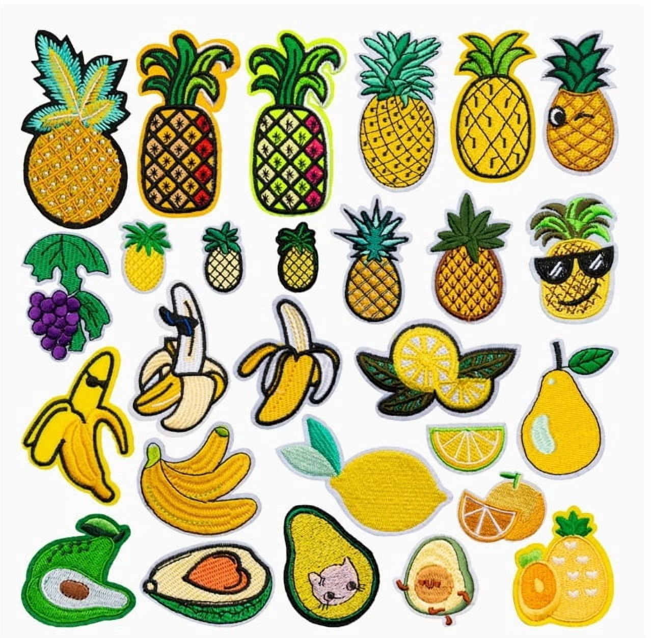 1 set of cartoon pineapple banana fruit series embroidered cloth patch computer embroidered clothing accessories badge cloth label