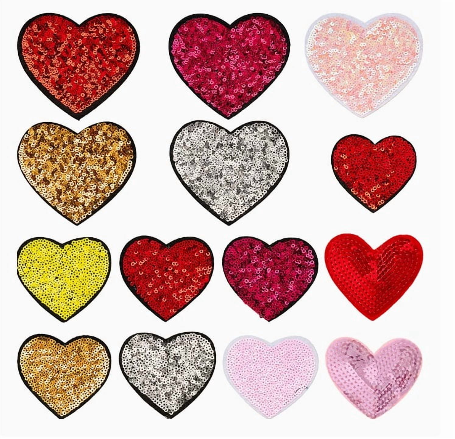 Colorful Sequin Love Heart-Shaped Embroidered Patches for Clothes, Shoes, and Bags - Peach Heart Series
