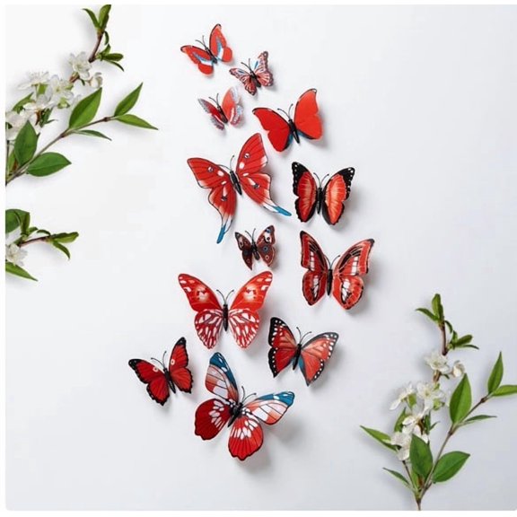 1 set of creative decorations three-dimensional colorful hollow simulation double-layer butterfly wall stickers wall decoration high-end home