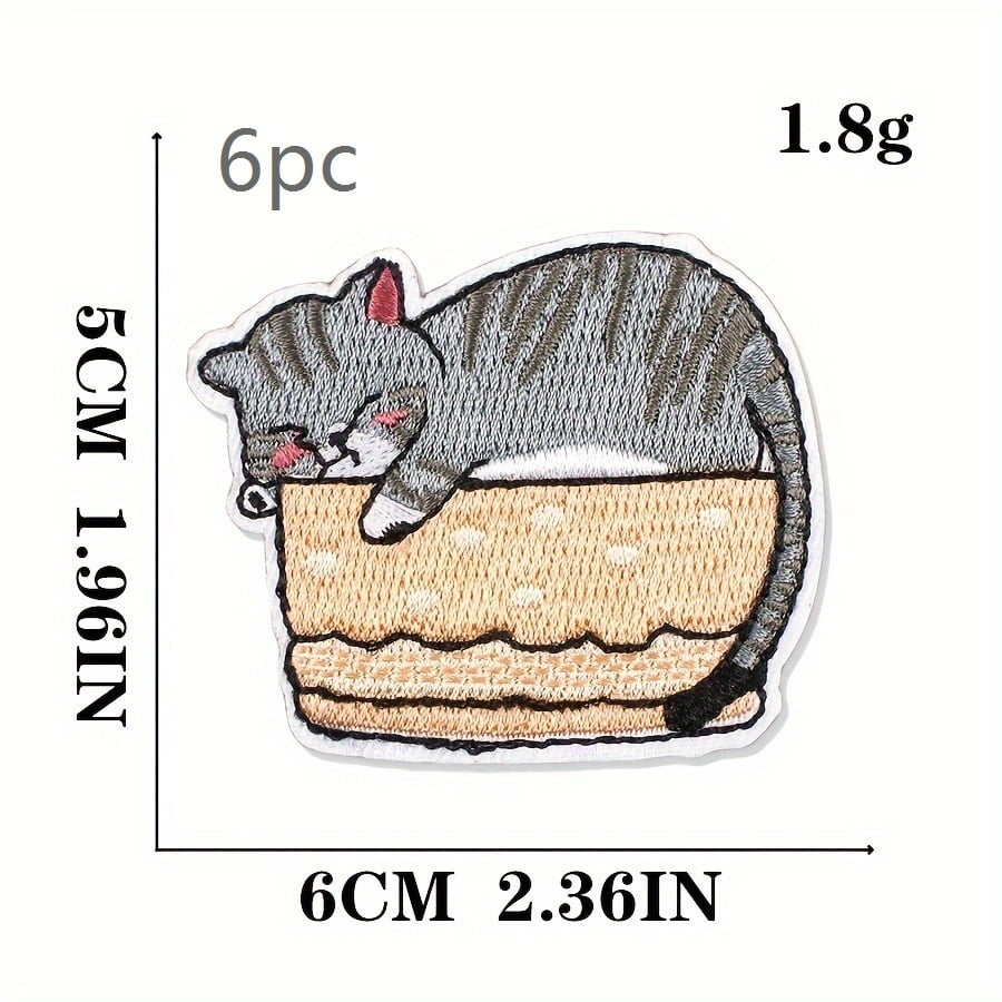 1 set of cute cartoon cat embroidered cloth patches | Hot melt adhesive animal patches | DIY clothing accessories | Computer embroidered badges